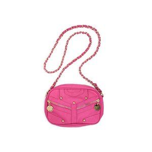 Hot Pink Crossbody Shoulder Bag with Gold Chain Strap